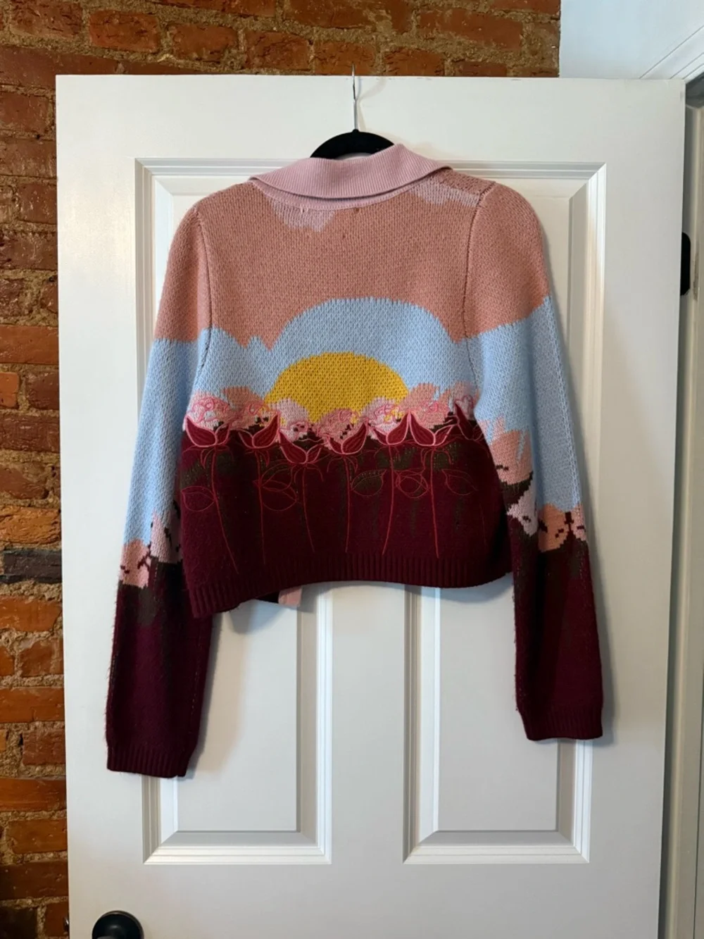 House of Sunny Pink & Burgundy Floral Knit Cardigan - Picture 3 of 5